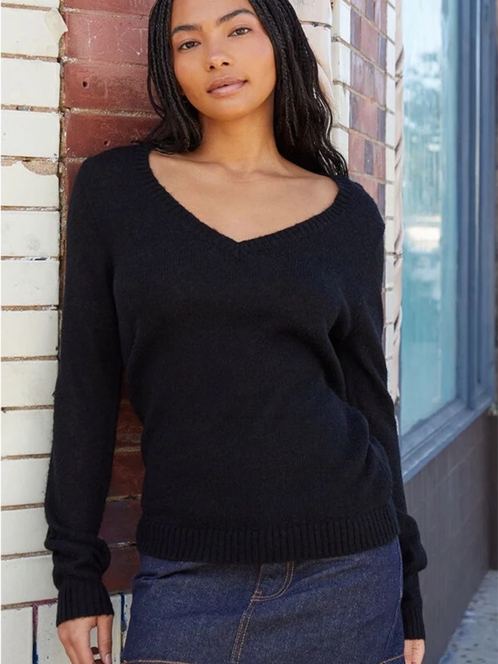 John Galt Black V-Neck Sweater